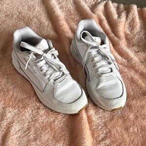 Puma White and Gold Athletic Shoes